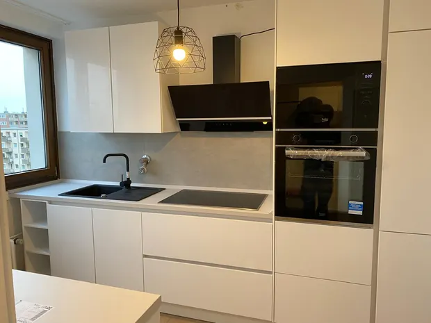 Kuechenmontage betonoptik weiss